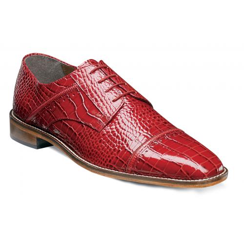Stacy Adams "Raimondo" Red Alligator Print Leather Lace-Up Dress Shoes 25115-600