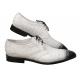 LA Exotics White / Black Faded All Over Genuine Crocodile Lace-Up Shoes ZV088228