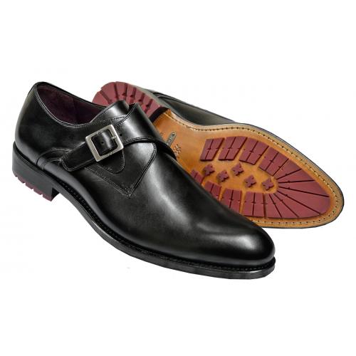Mezlan "Atri" Black Genuine Calfskin Leather Casual Dress Shoes With Monk Strap 6504