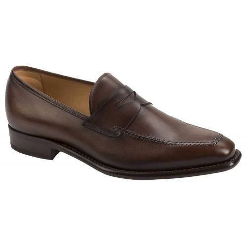 Mezlan "Claude" 8069 Brown Genuine Hand-Burnished Calf Leather Loafer Shoes.