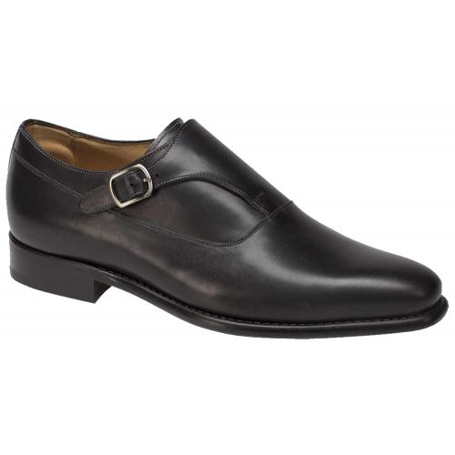 Mezlan "Algar" Graphite Hand-Burnished Genuine Italian Calf Leather Two Tone Monk Strap Shoes 8053.