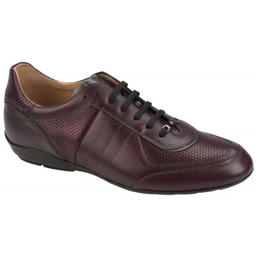 Mezlan "Redon" 8093 Burgundy / Grey Genuine Calfskin Lace-up Shoes.