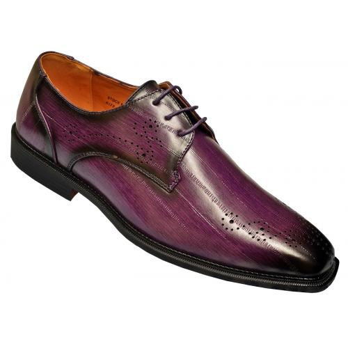 Antonio Cerrelli Purple Burnished Eel Print PU Leather Lace-Up Shoes 6712