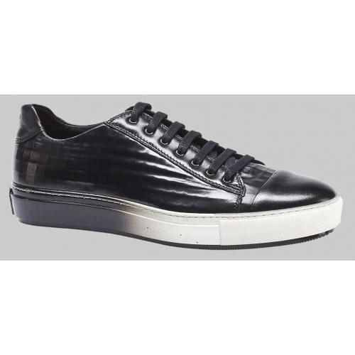 Mezlan "Vera II" 8046 Black Genuine Embossed Calfskin Sneakers.