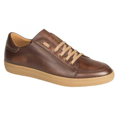 Mezlan "Masi" 6458 Brown Genuine Burnished Italian Calfskin with Contrast Laces Sneakers.