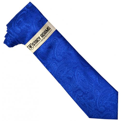 Stacy Adams Royal Blue / Royal Blue Paisley Silk Necktie / Hanky Set SA207