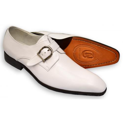 Carrucci White Calfskin Leather Monk Strap Shoes KS503-35
