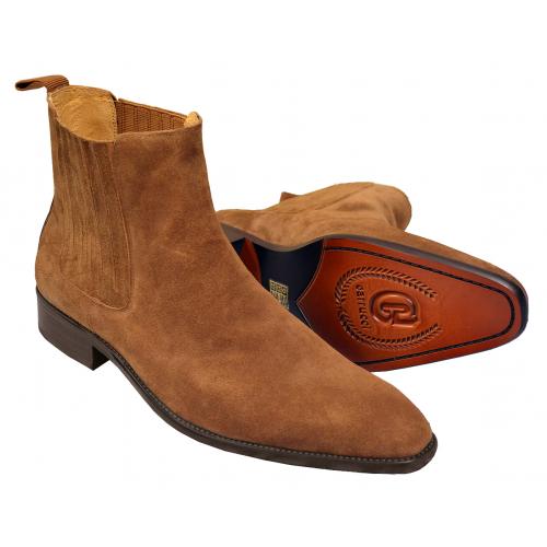 Carrucci Light Brown Genuine Suede Leather Chelsea Boots KB503-01S