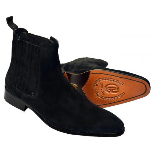 Carrucci Black Genuine Suede Leather Chelsea Boots KB503-01S