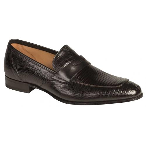 Mezlan "Lipari" 4162-L Black Genuine Lizard Loafer Shoes.