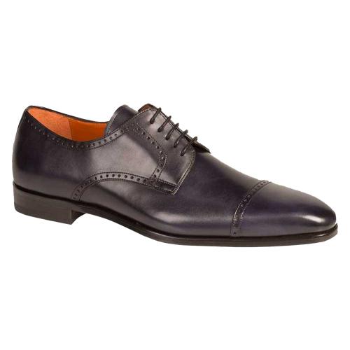 Mezlan "Boas" 6690 Black Genuine Hand-Burnished Italian Calfskin Cap Toe Oxford Shoes.