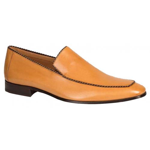 Mezlan "Brandt" 6687 Camel Genuine Soft Italian Calfskin Loafer Shoes.