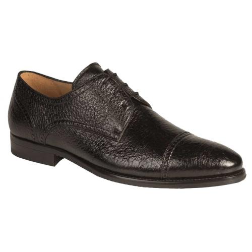 Mezlan "Capri" 6309-WB Black Genuine Wild Boarskin Cap Toe Oxford Shoes.