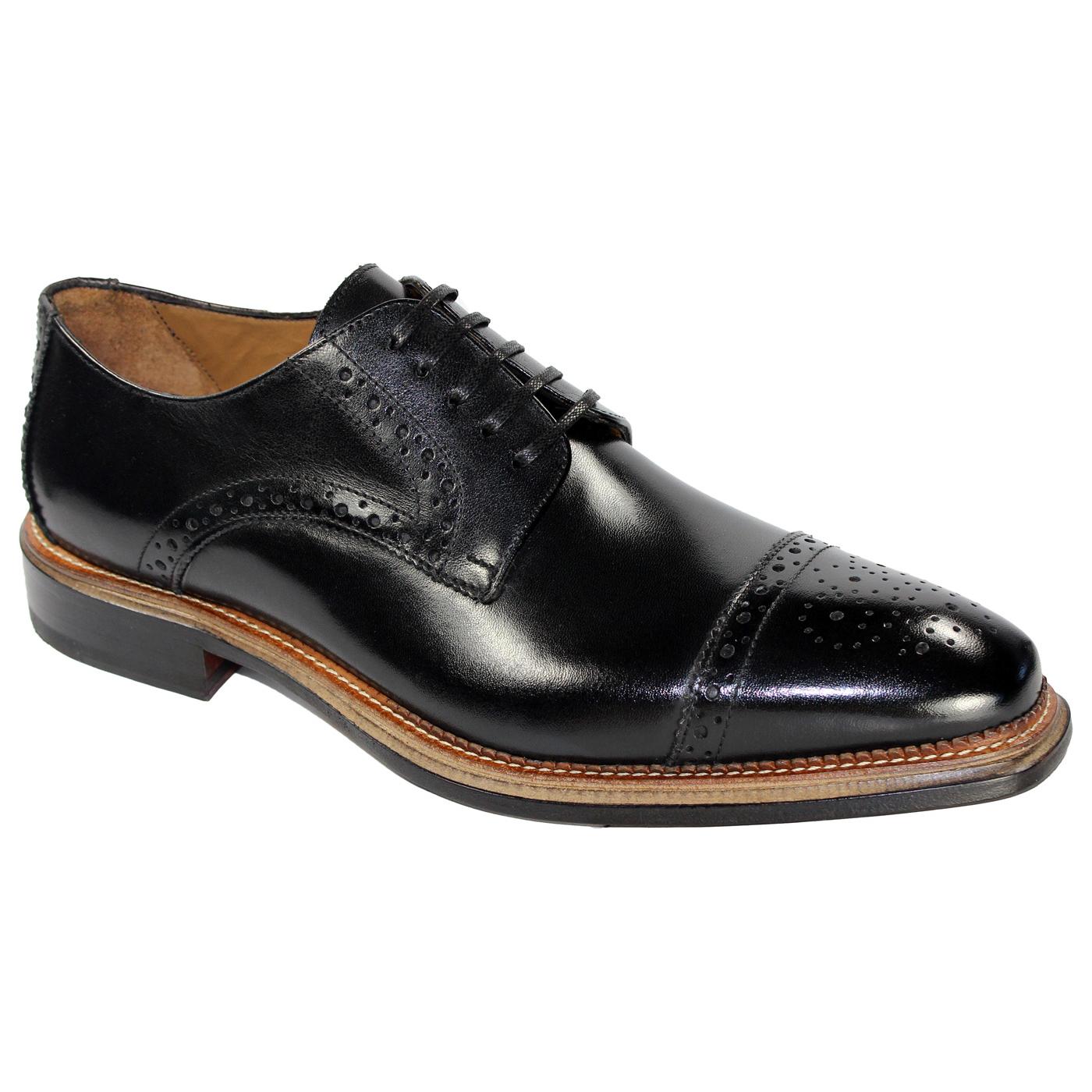 Emilio Franco 213 Black Genuine Calfskin Medallion Cap Toe Oxford Shoes ...