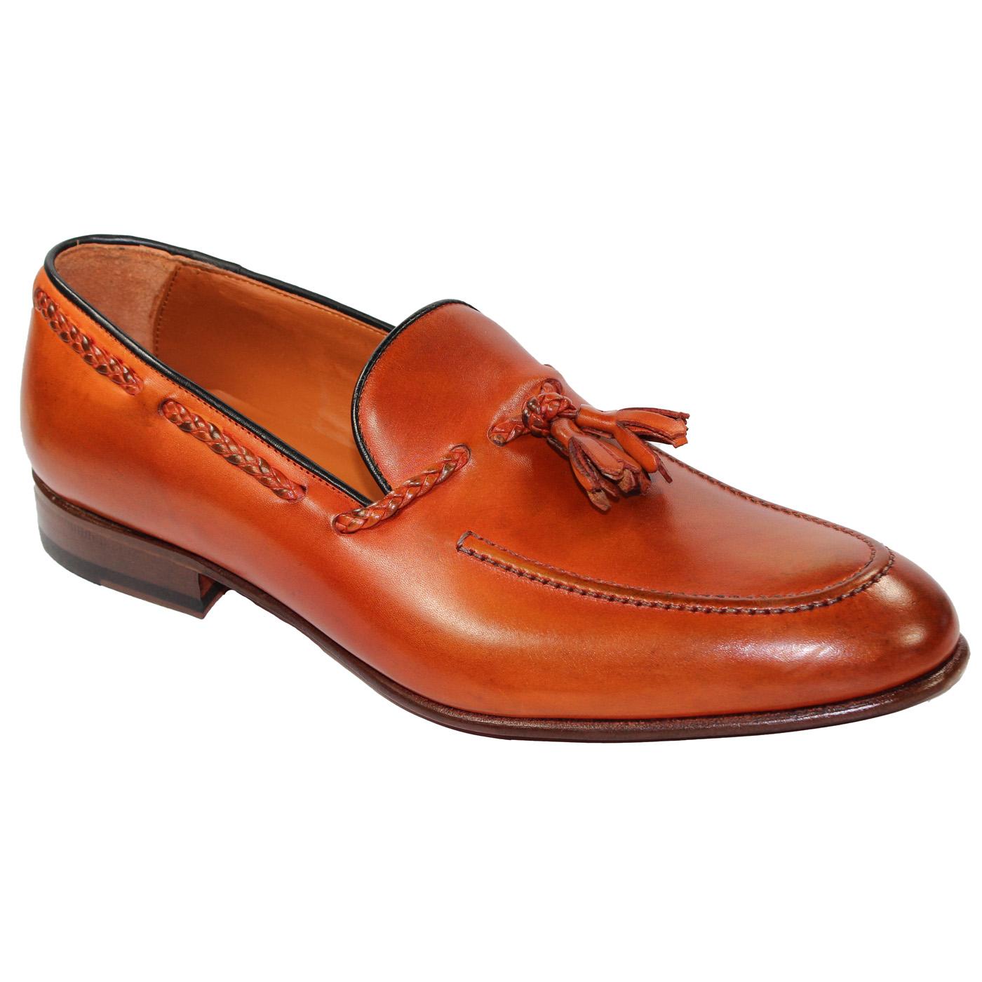 Emilio Franco 409 Orange Genuine Calf Loafer Shoes With Tassel. - $309. ...