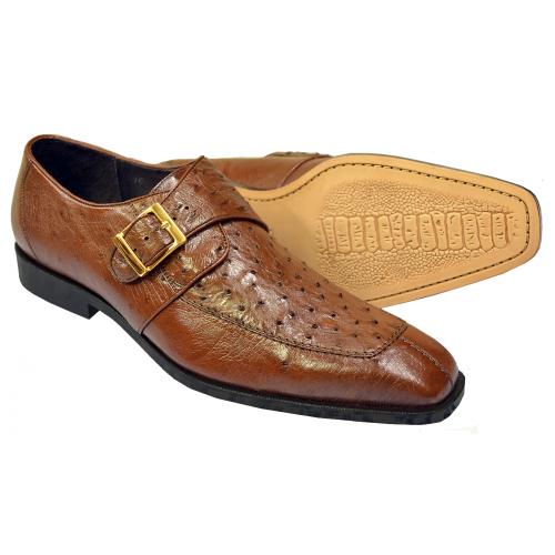 Belvedere "Josh" Brown Genuine Ostrich Shoes With Monk Strap 114011