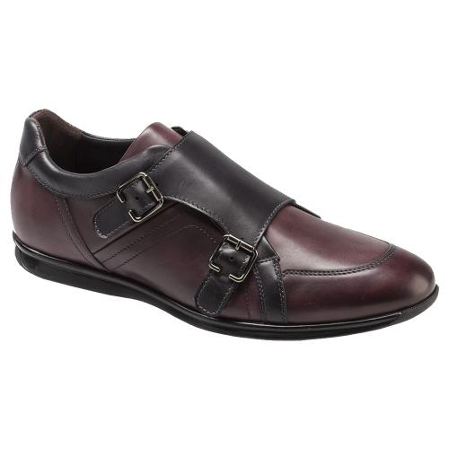Bacco Bucci "Iker" Black Multi Hand-burnished Genuine European Calfskin Double Monk Strap Shoes 2586-20