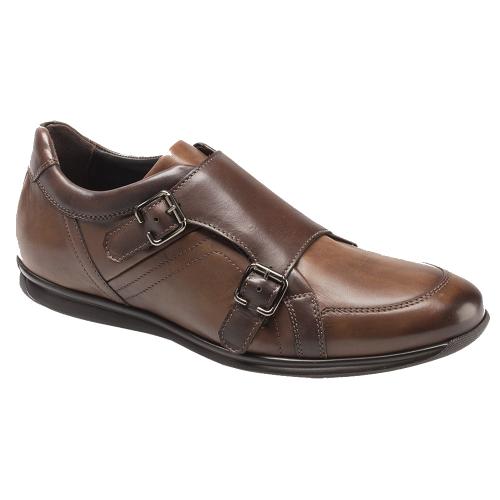 Bacco Bucci "Iker" Brown Multi Hand-burnished Genuine European Calfskin Double Monk Strap Shoes 2586-20