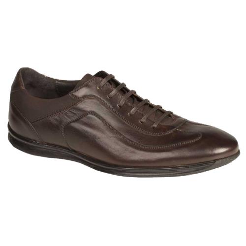 Bacco Bucci "Cabral" Dark Brown Genuine Burnished Italian Calfskin Lace-up Sneakers 2584-20.