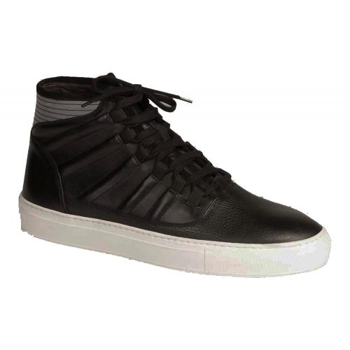 Bacco Bucci "Baal" Black Genuine Calfskin Hi-Top Sneakers 6184-36.