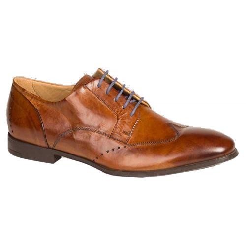 Bacco Bucci "Mileti" Tan Genuine Burnished Calfskin Wing Tip Oxford Shoes 2794-88.