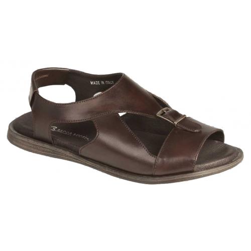 Bacco Bucci "Hagen" Dark Brown Genuine Burnished Italian Calfskin Sandals 6408-62.