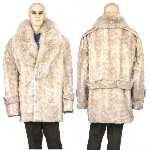 Winter Fur Pearl Men's Mink Paws Pea Coat M69Q01SA.