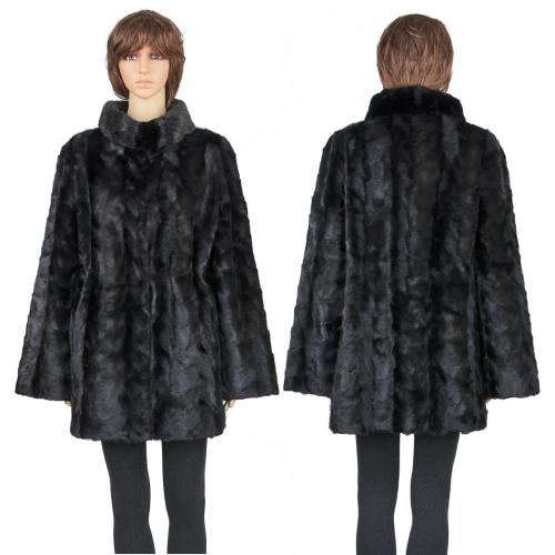 Winter Fur Ladies Black Mink Paws 3/4 Coat W69Q01BK.
