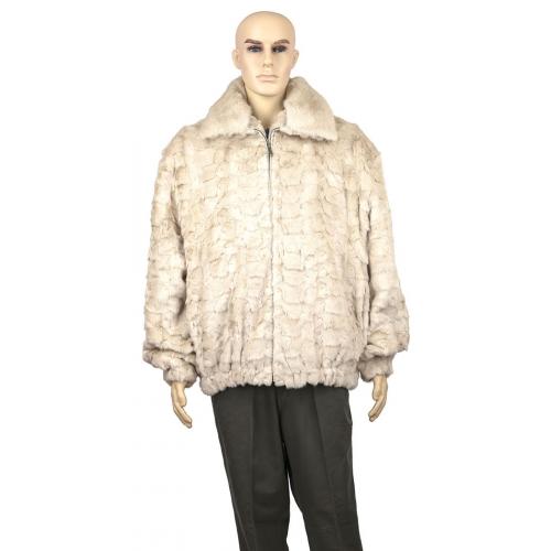 Winter Fur Pearl Men's Diamond Mink Jacket With Full Skin Mink Collar M49R01PE.
