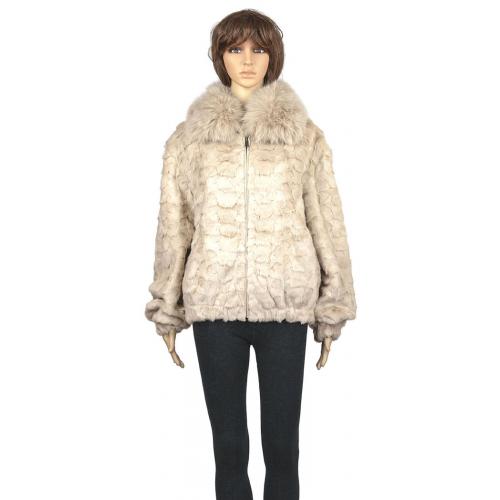 Winter Fur Ladies Pearl Diamond Mink Jacket With Full Skin Fox W49S05PE.