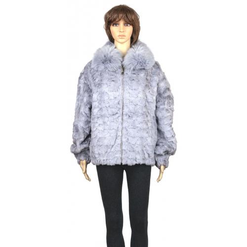 Winter Fur Ladies Sapphire Diamond Mink Jacket With Full Skin Fox W49S05SA.