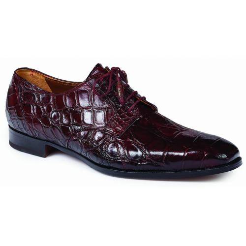 Mauri "Canaletto" 1059 Ruby Red Genuine Body Alligator Hand Painted Burnished Lace-up Shoes.