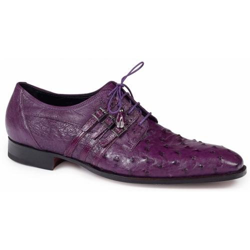 Mauri "Donatello" 4820 Violine Genuine Ostrich / Ostrich Leg Lace-up Shoes.