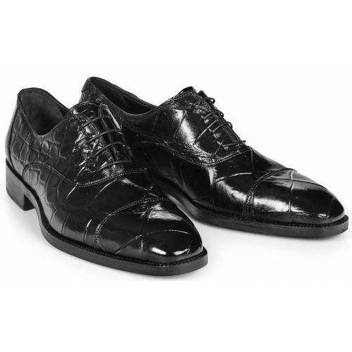 Mauri "Correggio" 4818 Black Genuine Body Alligator Oxford Shoes.