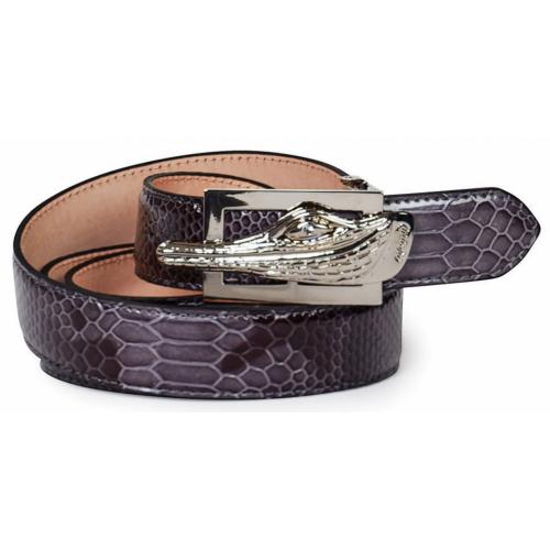 Mauri Charcoal Genuine Patent Leather Malabo Belt With Buckle AB9.