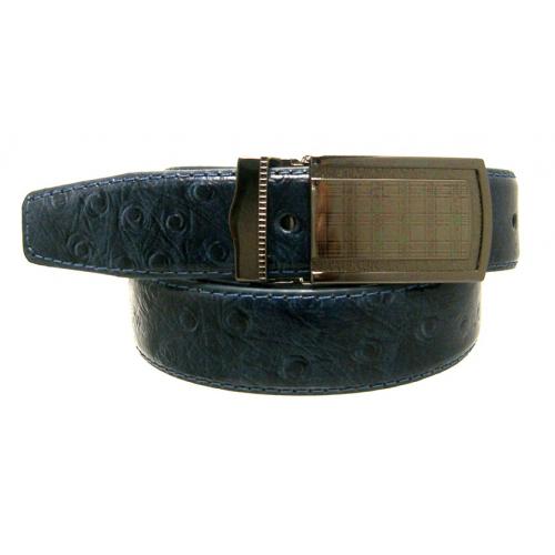 Serpi Denim Blue Ostrich Print Genuine Leather Belt F1/30