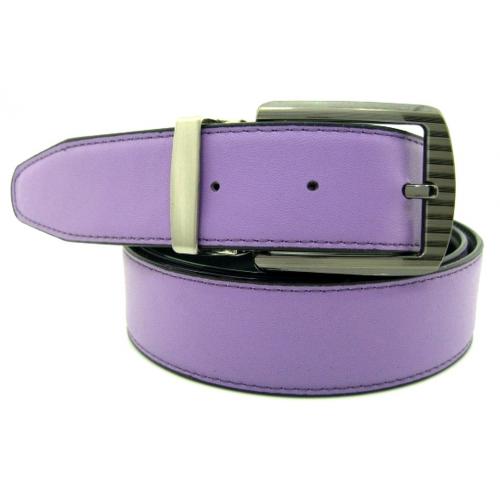 Serpi Lavender / Black Smooth Genuine Leather Reversible Wide Width Belt RP/35