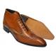 Duca Di Matiste 1102 Cognac / Camel Genuine Italian Calfskin Wingtip Leather Ankle Boots