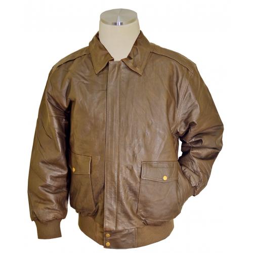 Vintage Brown Genuine Calfskin Leather Bomber Jacket With Zip Out Fur Lining 22443