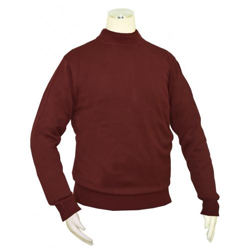 Bagazio Burgundy Mock Neck Sweater Shirt BM030