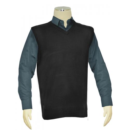 Bagazio Black V-Neck Pull-Over Sweater Vest BM1279