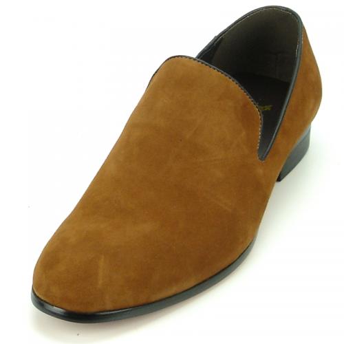Fiesso Tan Genuine Suede Leather Loafer Shoes FI7216.