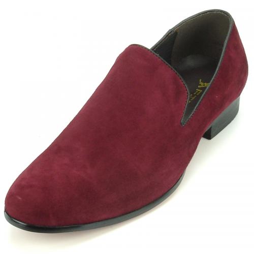 Fiesso Burgundy Genuine Suede Leather Loafer Shoes FI7216.