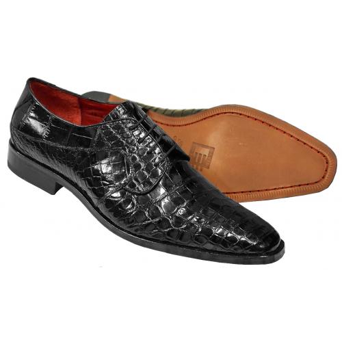 David Eden "Fitipaldi" Black All Over Genuine Alligator Belly Lace-Up Shoes