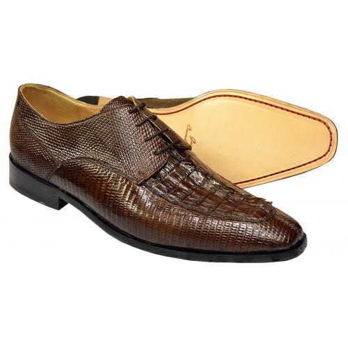 David Eden "Juarez" Brown Genuine Crocodile Tail / Lizard Lace-Up Shoes