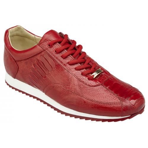 Belvedere "Dayton" Flame Red Genuine Ostrich Casual Sneakers 6005.