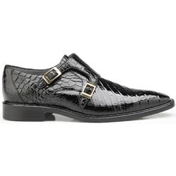 Alligator Black Double Monk Strap Shoes | Belvedere Oscar BO2