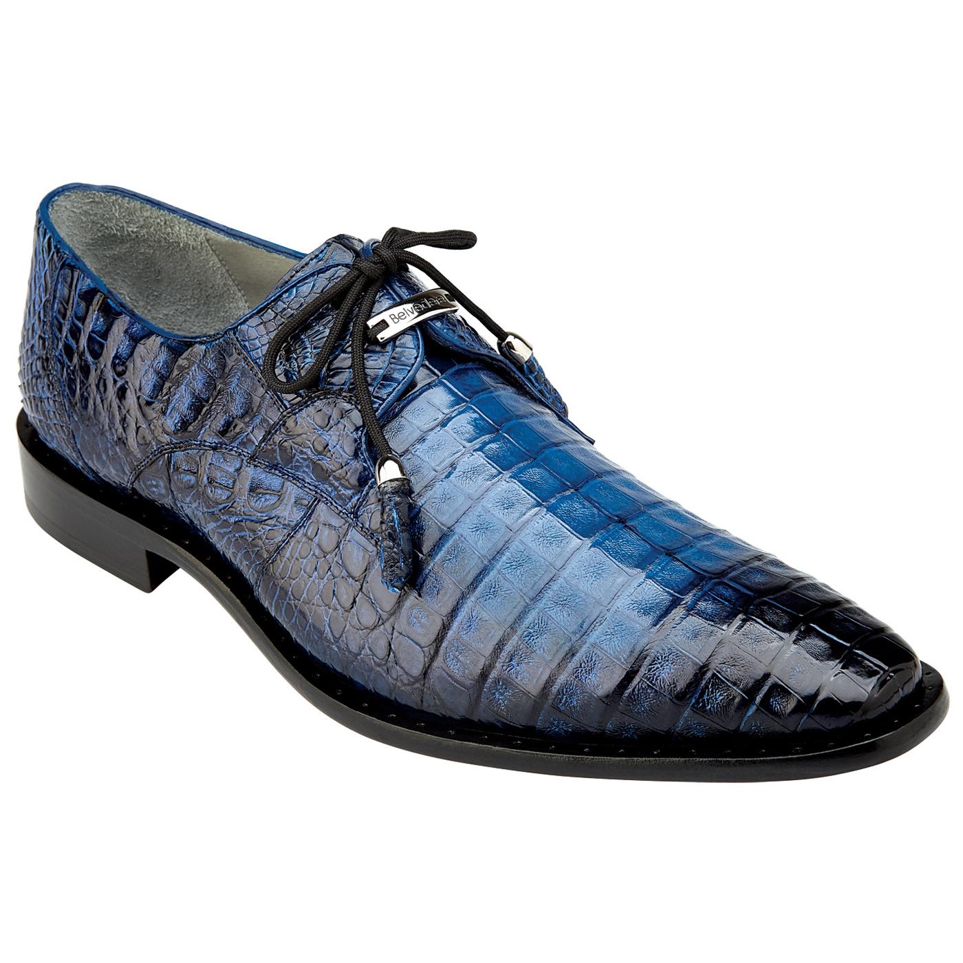Belvedere Rome Antique Ocean Blue Genuine All-Over Crocodile Shoes 1633 ...