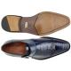 Belvedere "Salinas" Blue Safari Genuine Ostrich / Italian Calf Monk Strap Loafer Shoes 3B6.