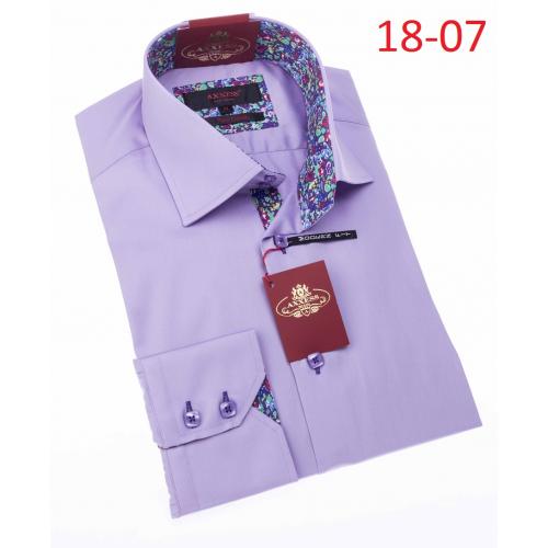 Axxess Lavender 100% Cotton Modern Fit Dress Shirt 18-07.